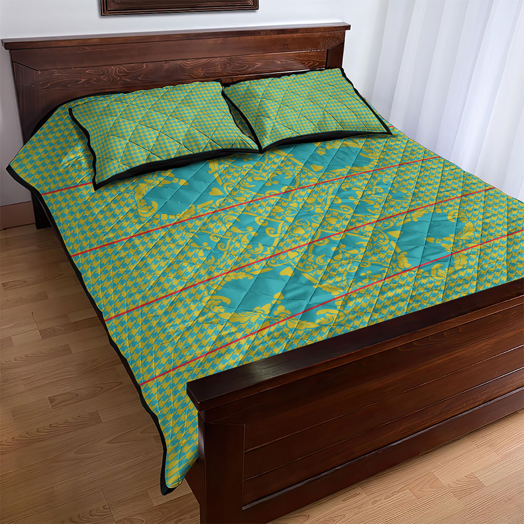 Green Hearts Crown Traditional Geometry Quilt Bed Set Seanamarena Basotho Blanket Inspired