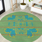 Green Hearts Crown Traditional Geometry Round Carpet Seanamarena Basotho Blanket Inspired