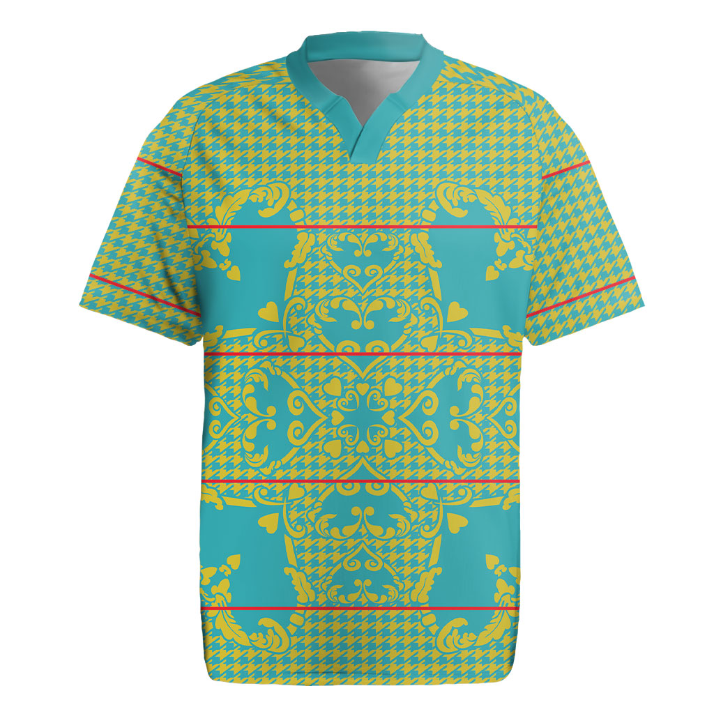 Green Hearts Crown Traditional Geometry Rugby Jersey Seanamarena Basotho Blanket Inspired