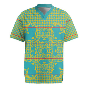 Green Hearts Crown Traditional Geometry Rugby Jersey Seanamarena Basotho Blanket Inspired