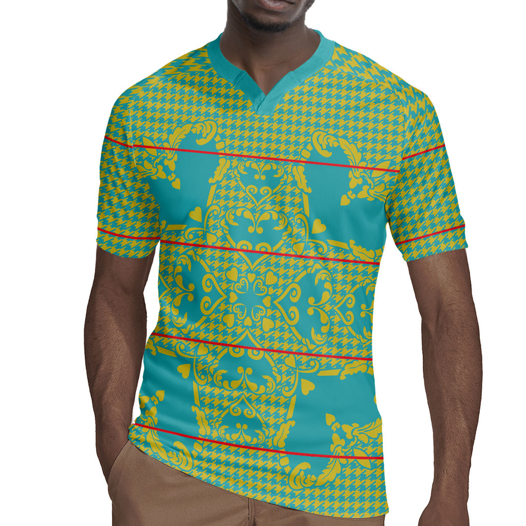 Green Hearts Crown Traditional Geometry Rugby Jersey Seanamarena Basotho Blanket Inspired