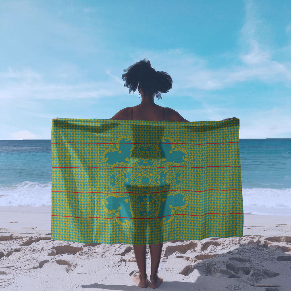 Green Hearts Crown Traditional Geometry Sarong Seanamarena Basotho Blanket Inspired