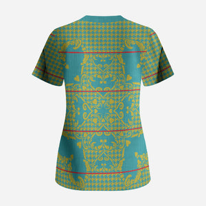 Green Hearts Crown Traditional Geometry Scrub Top Seanamarena Basotho Blanket Inspired