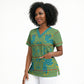 Green Hearts Crown Traditional Geometry Scrub Top Seanamarena Basotho Blanket Inspired