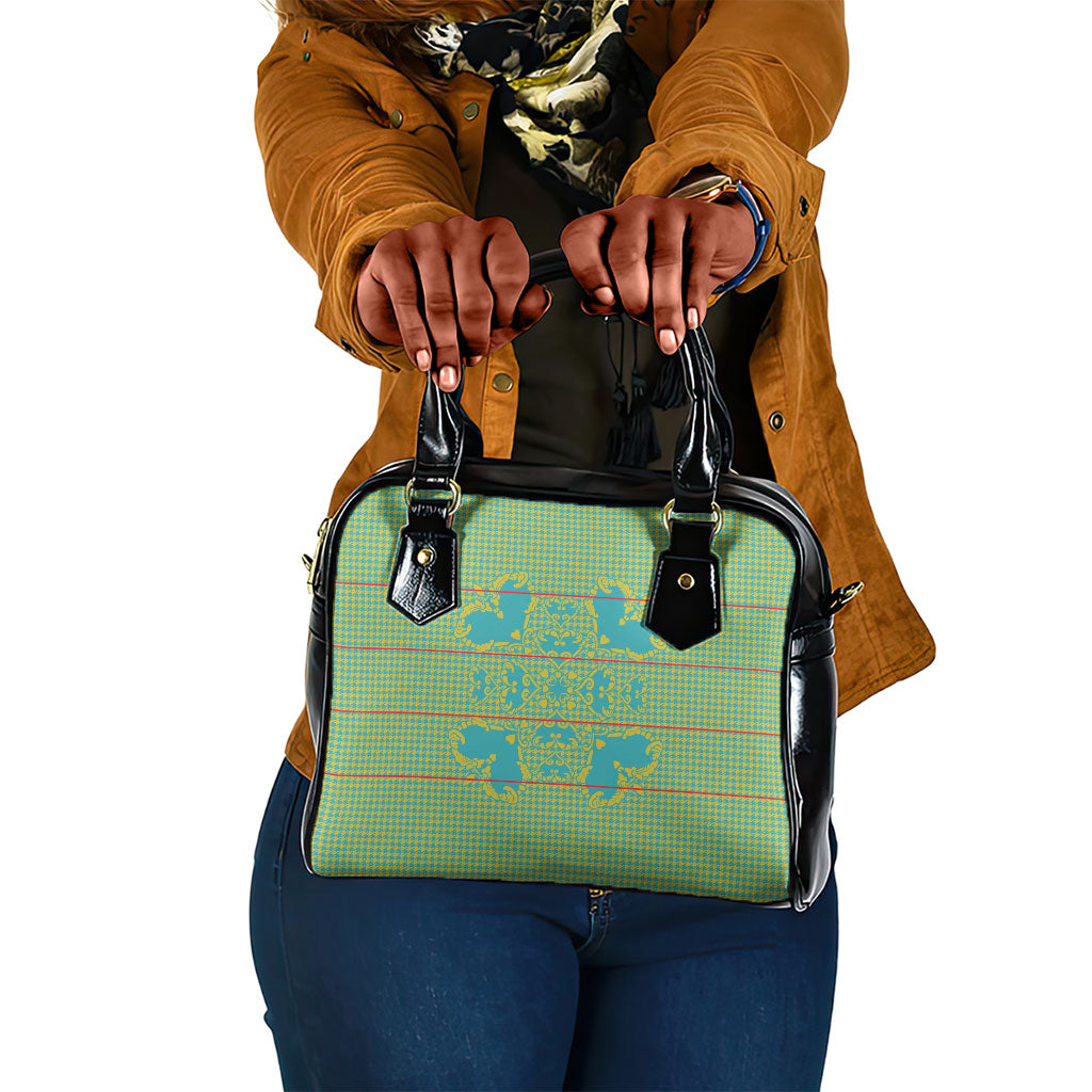 Green Hearts Crown Traditional Geometry Shoulder Handbag Seanamarena Basotho Blanket Inspired
