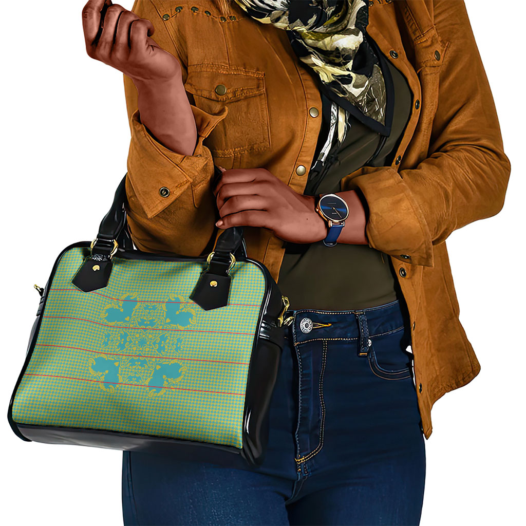 Green Hearts Crown Traditional Geometry Shoulder Handbag Seanamarena Basotho Blanket Inspired