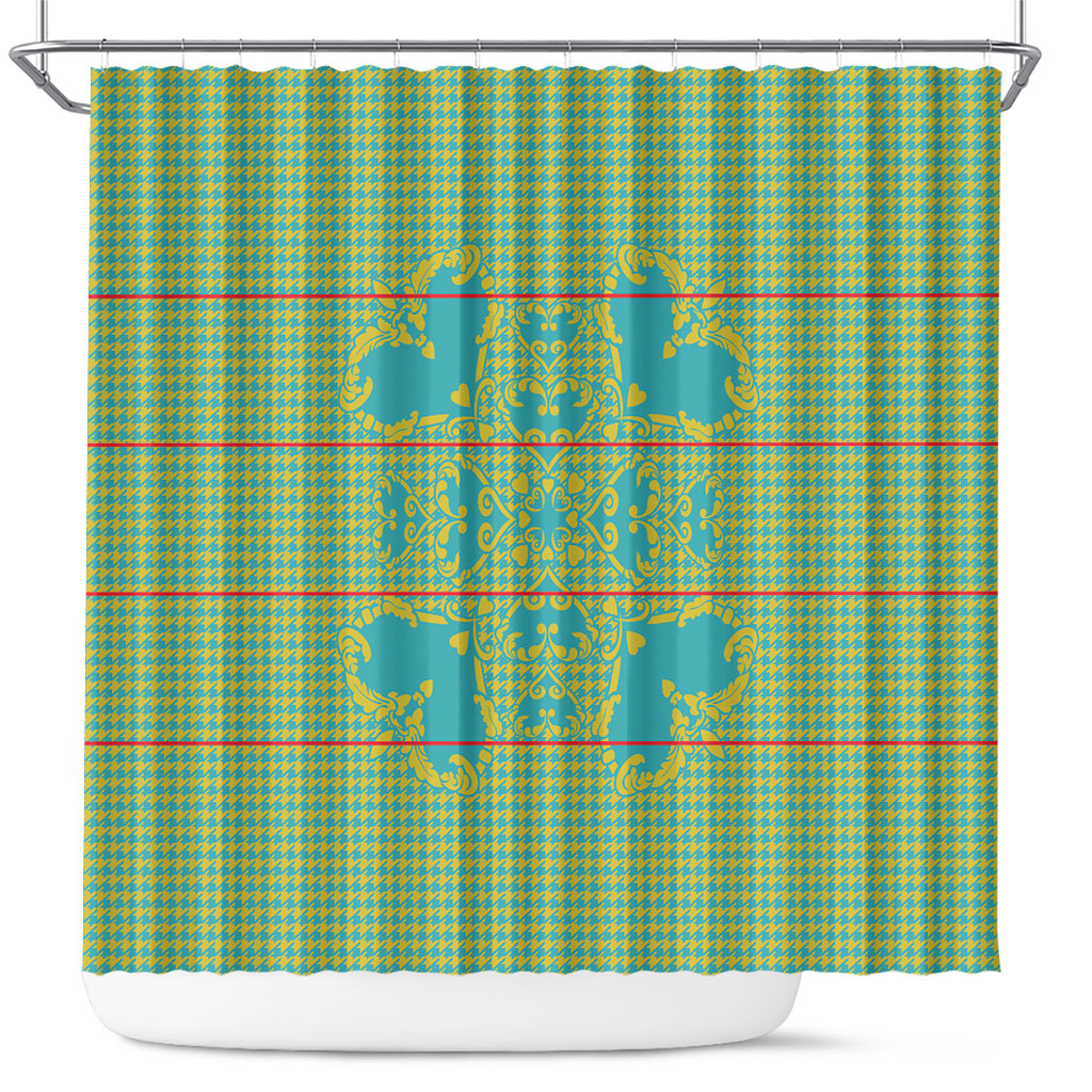 Green Hearts Crown Traditional Geometry Shower Curtain Seanamarena Basotho Blanket Inspired
