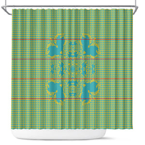 Green Hearts Crown Traditional Geometry Shower Curtain Seanamarena Basotho Blanket Inspired