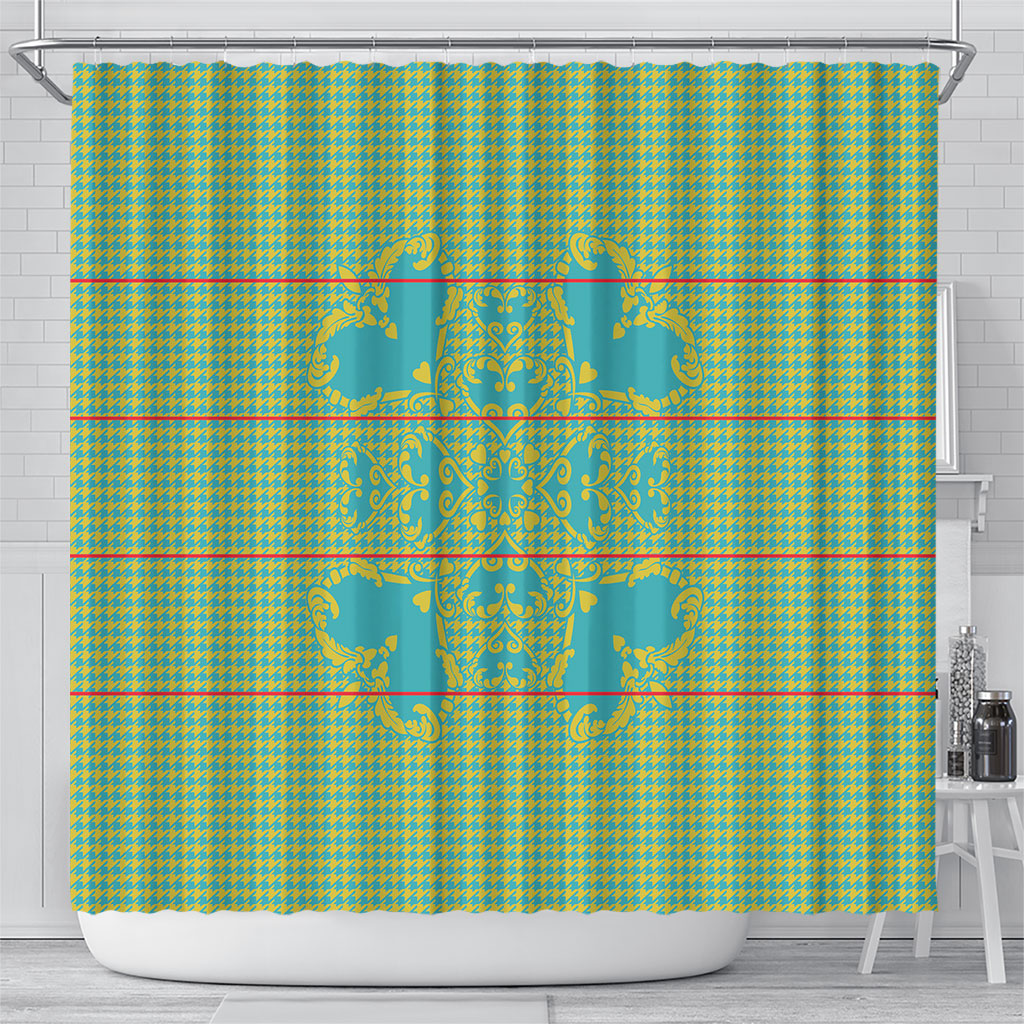 Green Hearts Crown Traditional Geometry Shower Curtain Seanamarena Basotho Blanket Inspired