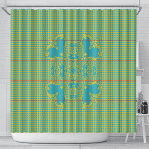 Green Hearts Crown Traditional Geometry Shower Curtain Seanamarena Basotho Blanket Inspired