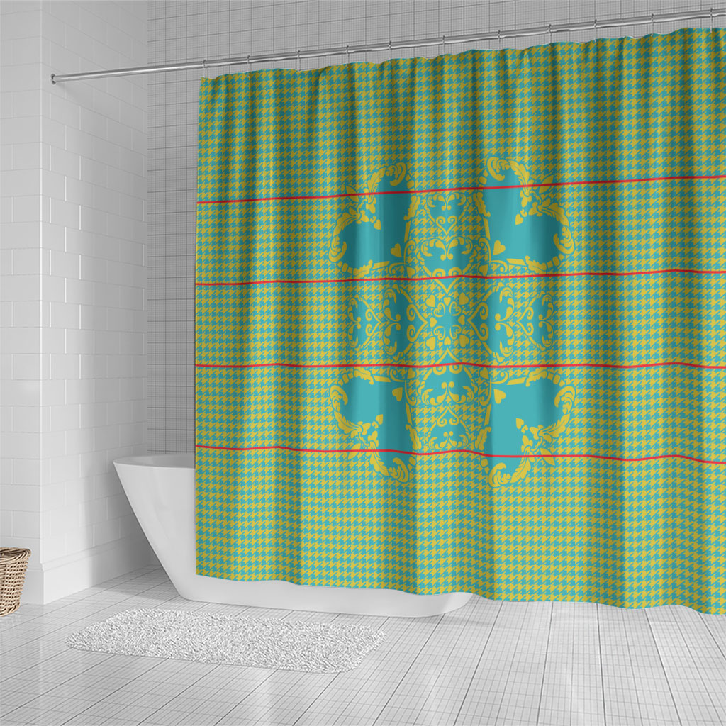 Green Hearts Crown Traditional Geometry Shower Curtain Seanamarena Basotho Blanket Inspired