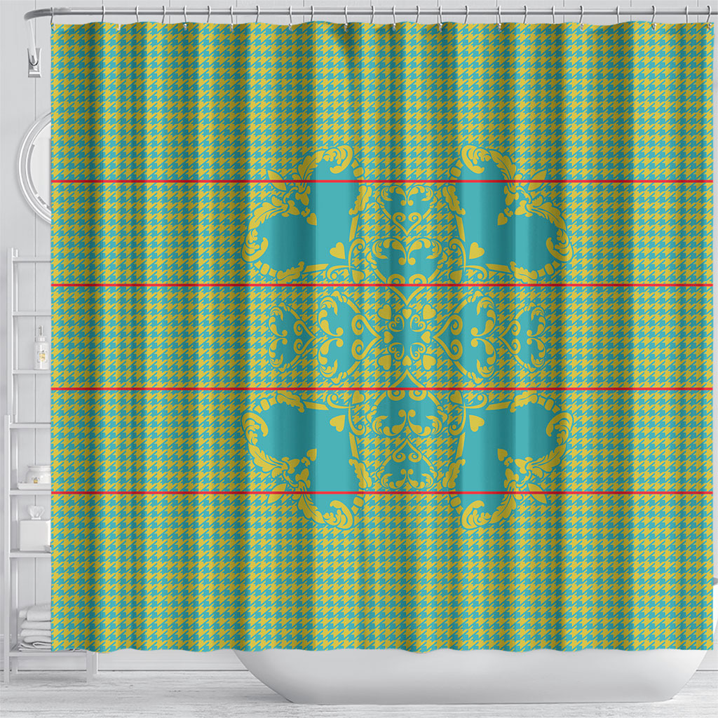 Green Hearts Crown Traditional Geometry Shower Curtain Seanamarena Basotho Blanket Inspired