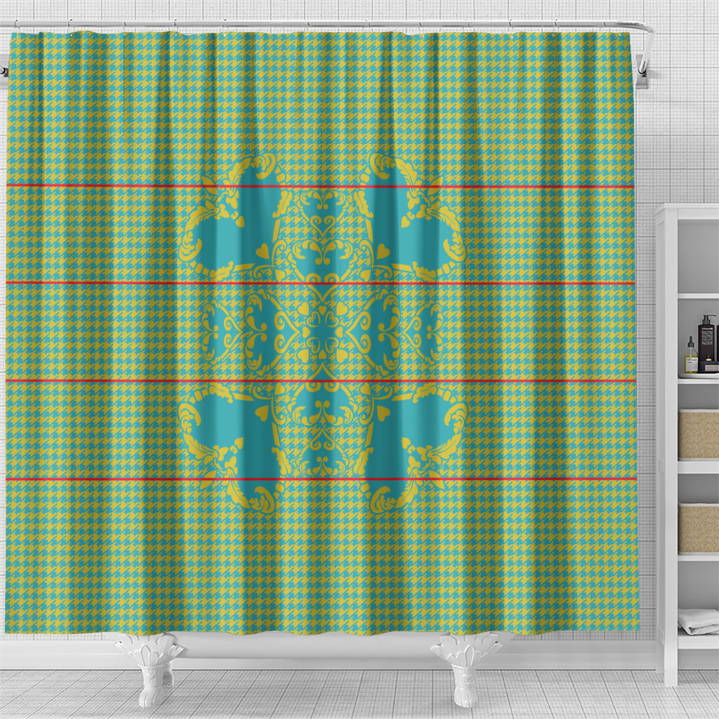 Green Hearts Crown Traditional Geometry Shower Curtain Seanamarena Basotho Blanket Inspired