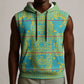 Green Hearts Crown Traditional Geometry Sleeveless Hoodie Seanamarena Basotho Blanket Inspired