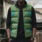 Green Hearts Crown Traditional Geometry Sleeveless Puffer Jacket Seanamarena Basotho Blanket Inspired