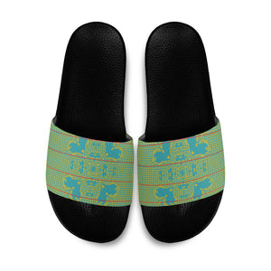 Green Hearts Crown Traditional Geometry Slide Sandals Seanamarena Basotho Blanket Inspired