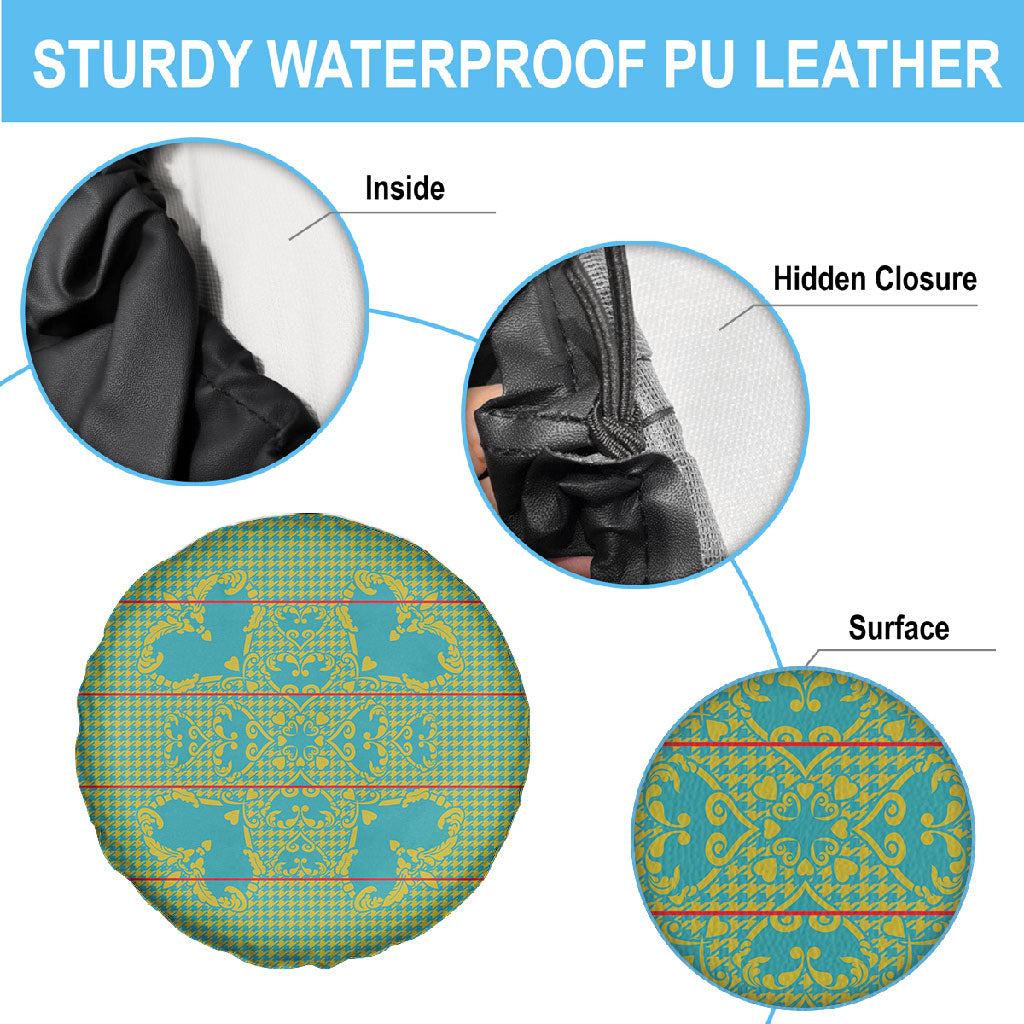 Green Hearts Crown Traditional Geometry Spare Tire Cover Seanamarena Basotho Blanket Inspired