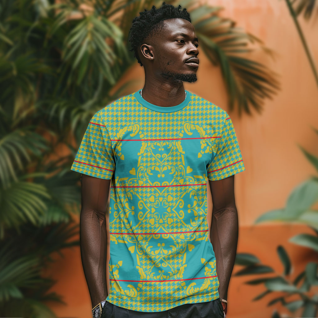 Green Hearts Crown Traditional Geometry T shirt Seanamarena Basotho Blanket Inspired