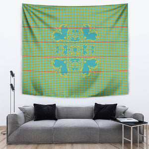 Green Hearts Crown Traditional Geometry Tapestry Seanamarena Basotho Blanket Inspired