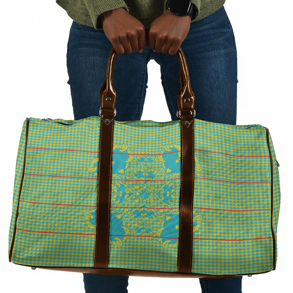 Green Hearts Crown Traditional Geometry Travel Bag Seanamarena Basotho Blanket Inspired