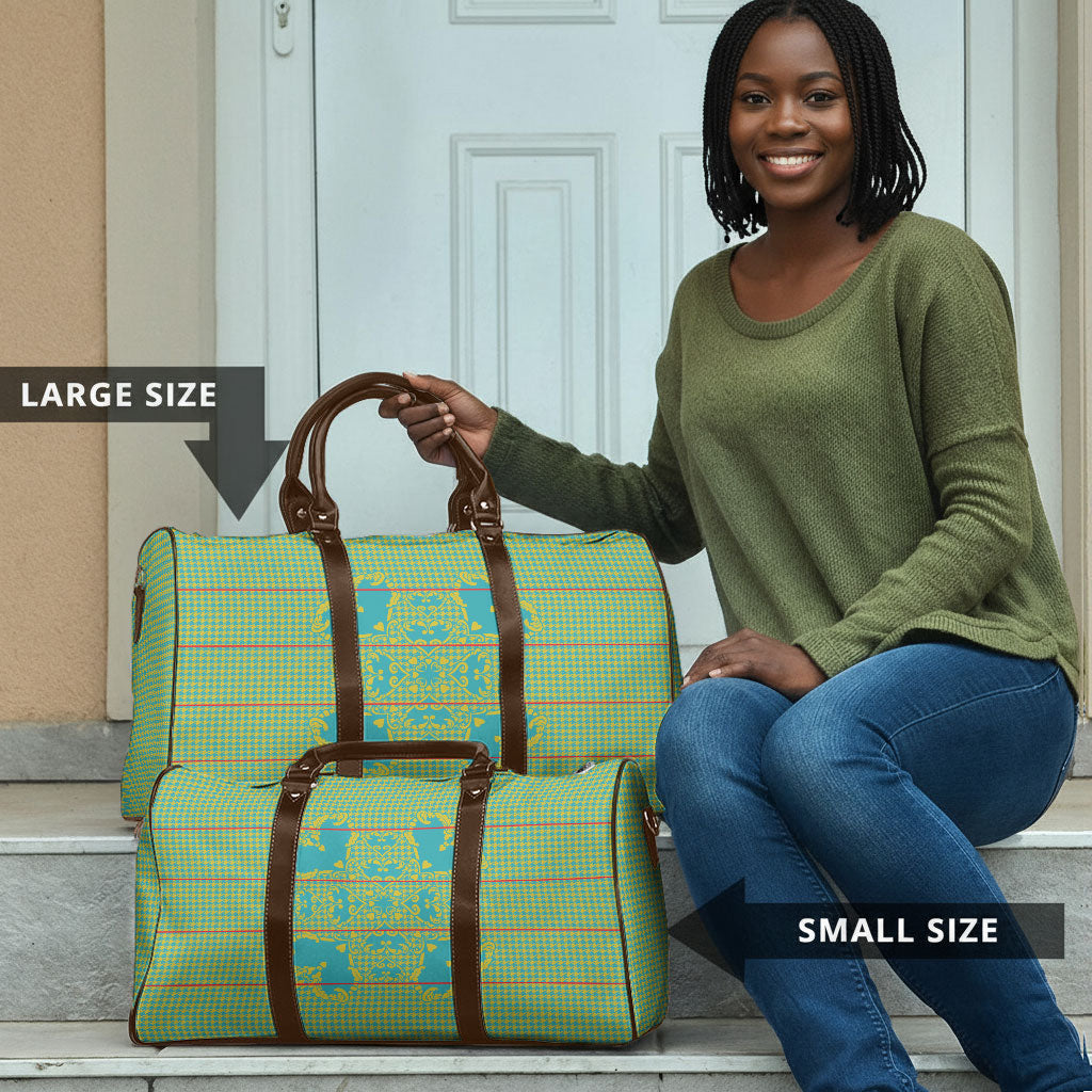Green Hearts Crown Traditional Geometry Travel Bag Seanamarena Basotho Blanket Inspired