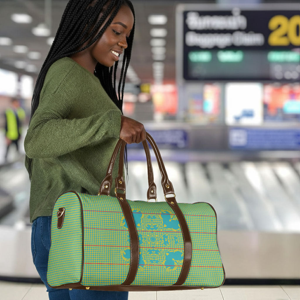 Green Hearts Crown Traditional Geometry Travel Bag Seanamarena Basotho Blanket Inspired