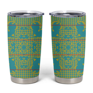 Green Hearts Crown Traditional Geometry Tumbler Cup Seanamarena Basotho Blanket Inspired