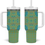 Green Hearts Crown Traditional Geometry Tumbler With Handle Seanamarena Basotho Blanket Inspired