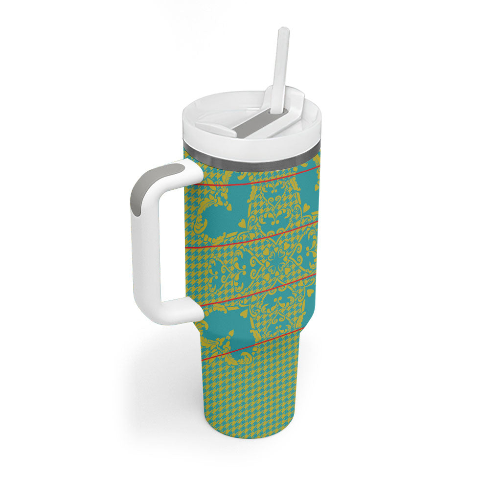Green Hearts Crown Traditional Geometry Tumbler With Handle Seanamarena Basotho Blanket Inspired