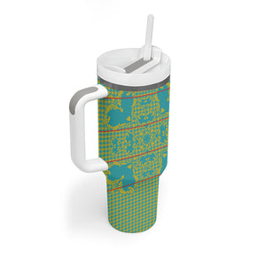 Green Hearts Crown Traditional Geometry Tumbler With Handle Seanamarena Basotho Blanket Inspired