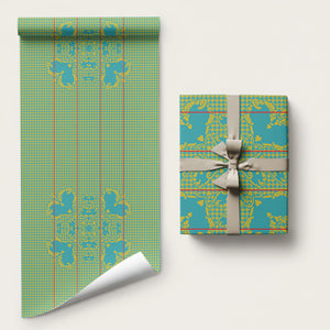 Green Hearts Crown Traditional Geometry Wrapping Paper Seanamarena Basotho Blanket Inspired