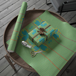 Green Hearts Crown Traditional Geometry Wrapping Paper Seanamarena Basotho Blanket Inspired
