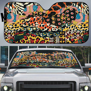 African Mixed Wild Animal Skins Auto Sun Shade