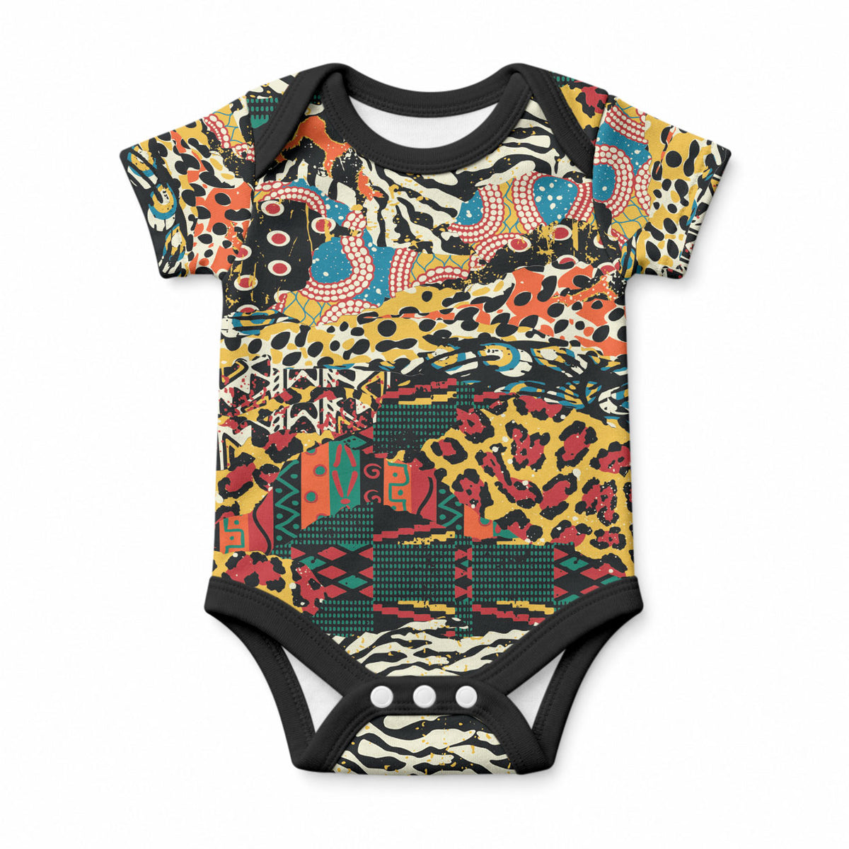 African Mixed Wild Animal Skins Baby Onesie