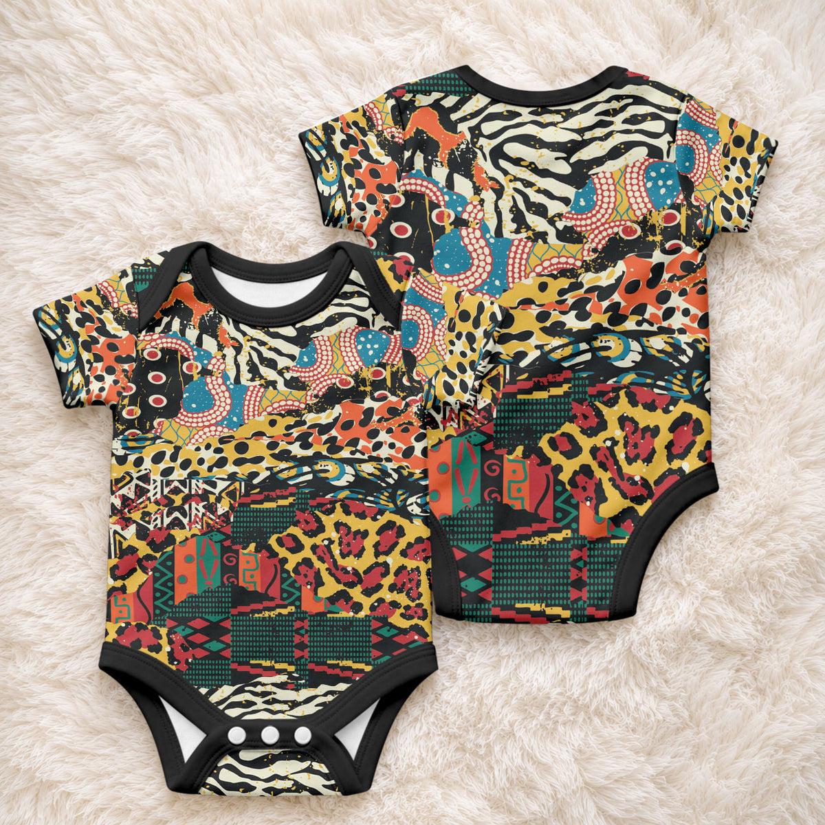 African Mixed Wild Animal Skins Baby Onesie