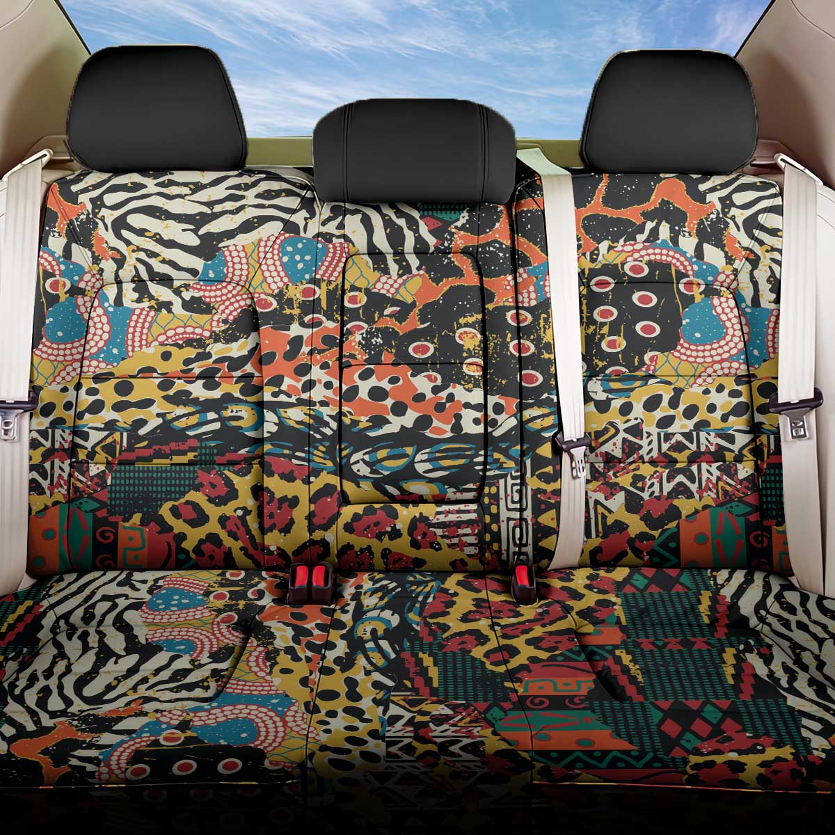 African Mixed Wild Animal Skins Back Car Seat Cover