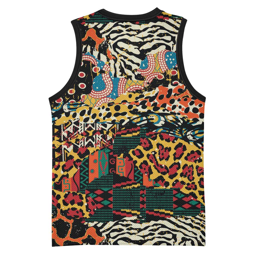 African Mixed Wild Animal Skins Basketball Jersey LT9