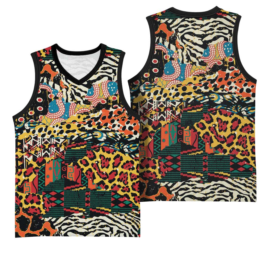 African Mixed Wild Animal Skins Basketball Jersey LT9