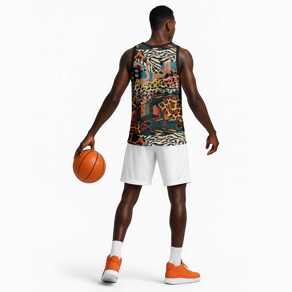 African Mixed Wild Animal Skins Basketball Jersey LT9