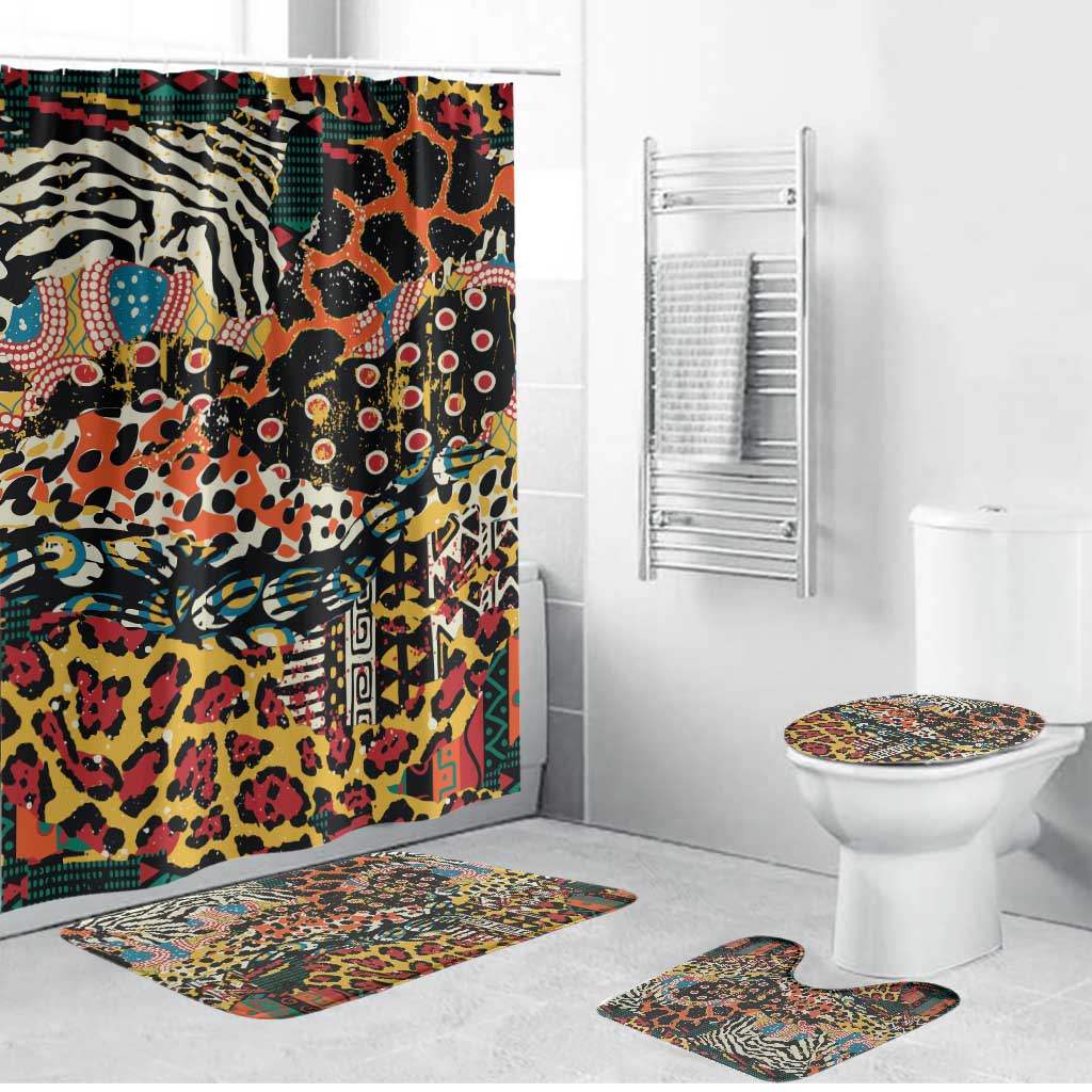 African Mixed Wild Animal Skins Bathroom Set