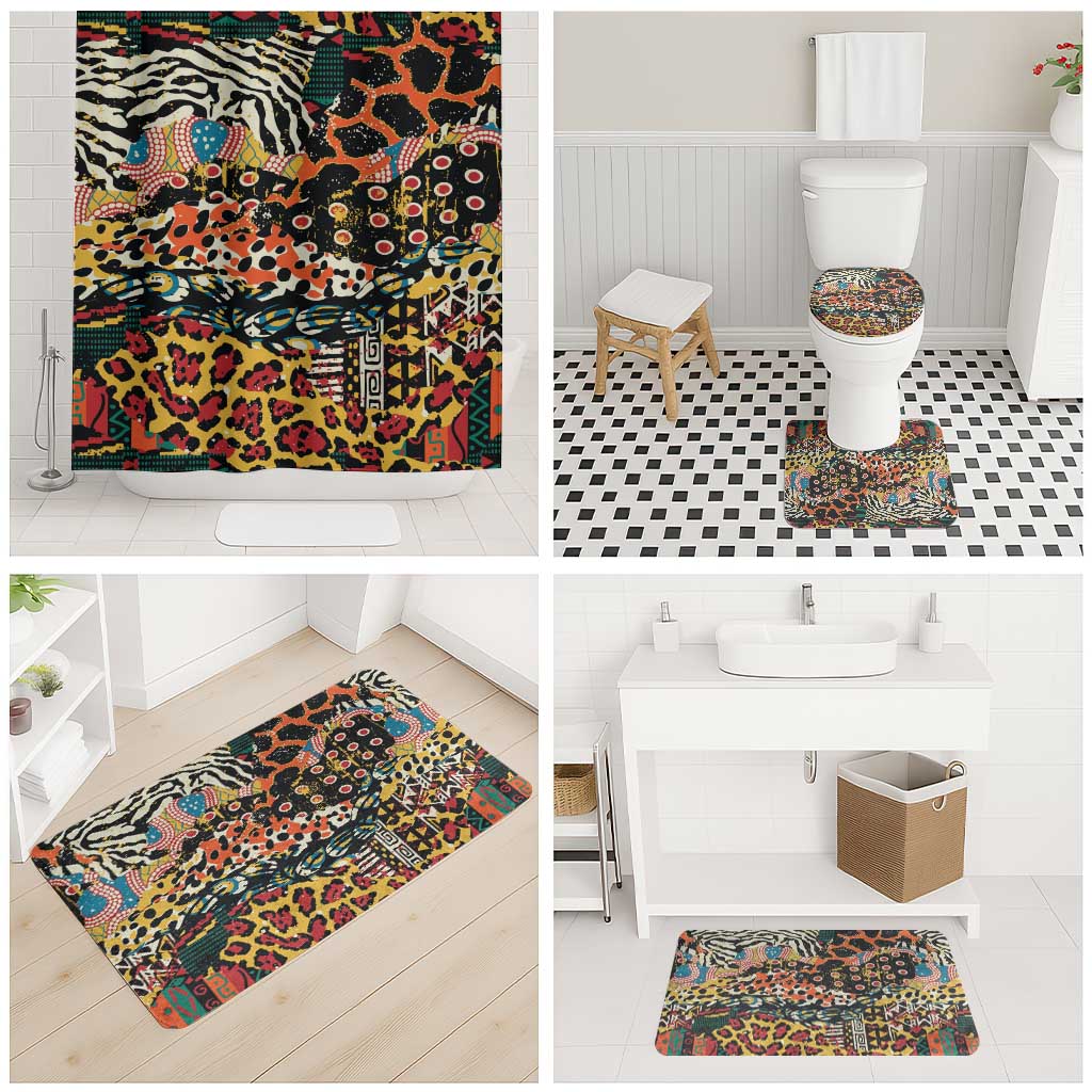 African Mixed Wild Animal Skins Bathroom Set