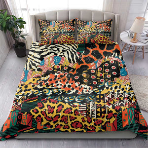 African Mixed Wild Animal Skins Bedding Set