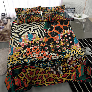 African Mixed Wild Animal Skins Bedding Set