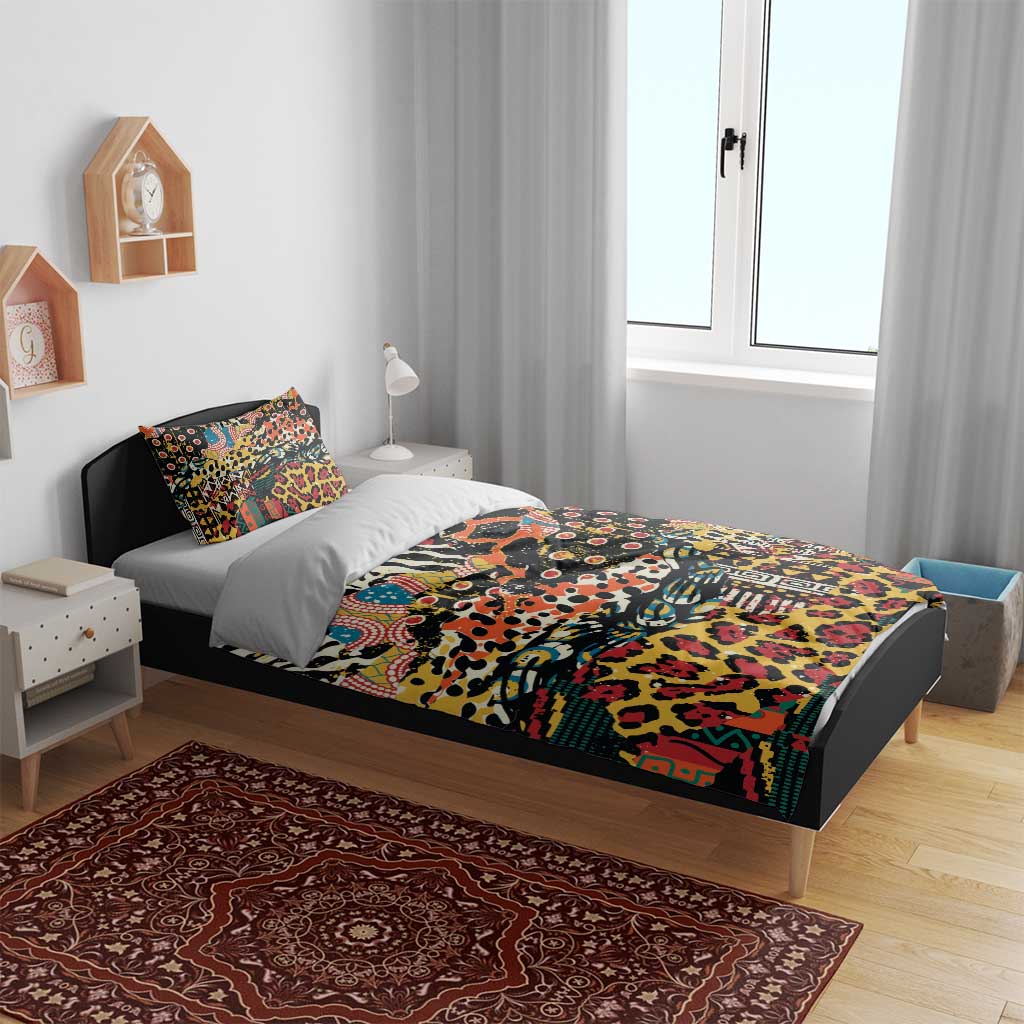 African Mixed Wild Animal Skins Bedding Set