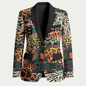 African Mixed Wild Animal Skins Blazer