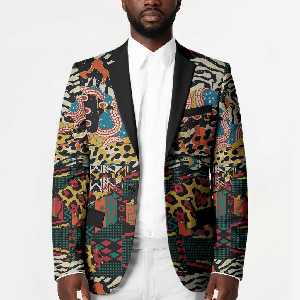 African Mixed Wild Animal Skins Blazer