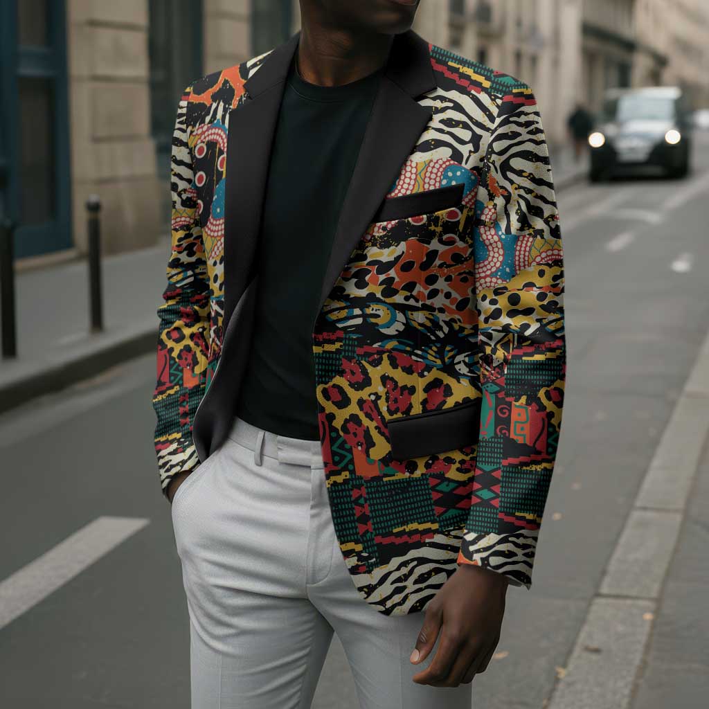 African Mixed Wild Animal Skins Blazer
