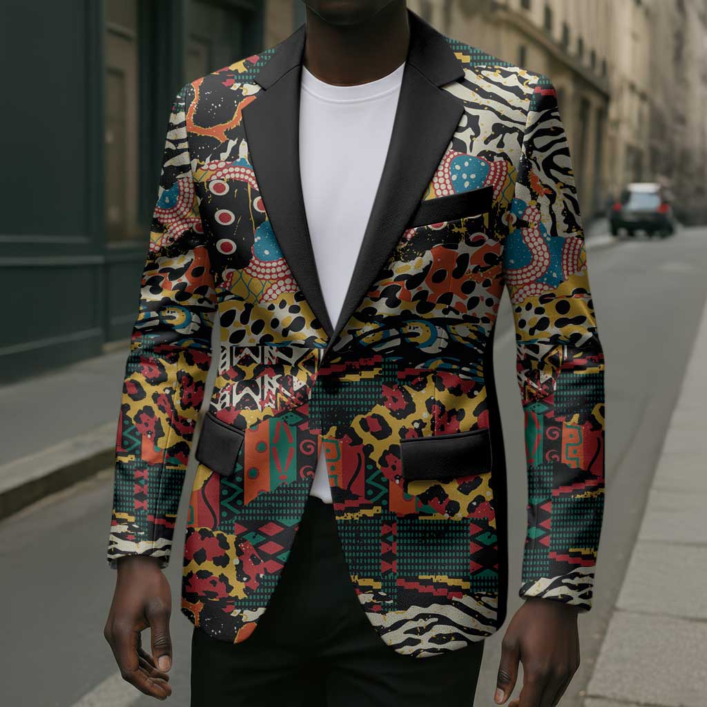 African Mixed Wild Animal Skins Blazer