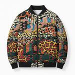 African Mixed Wild Animal Skins Bomber Puffer Jacket