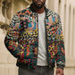 African Mixed Wild Animal Skins Bomber Puffer Jacket
